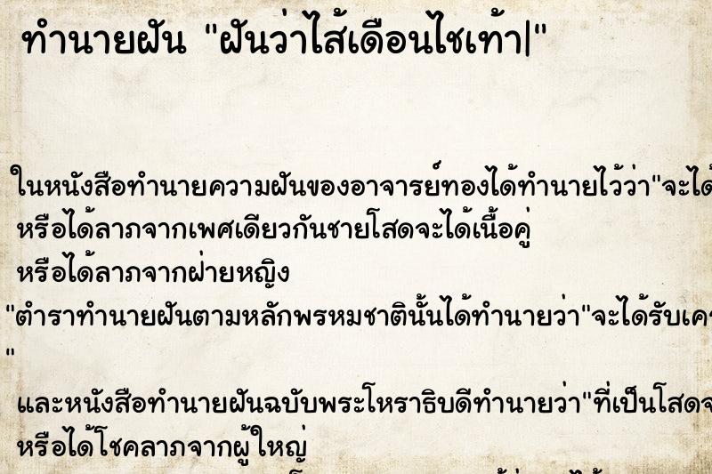 ทำนายฝันฝันว่าไส้เดือนไชเท้า| ทำนายฝันทำนายฝันฝันว่าไส้เดือนไชเท้า|